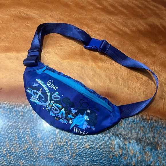 Disney World 50th Anniversary Blue Graphci Waist Bag Fanny pack adjustable - Picture 1 of 11